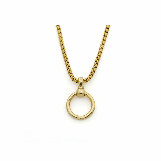 Sterling Silber mit Gelbgold plattiert Kreis Kreis Anhänger Halskette für Männer-0