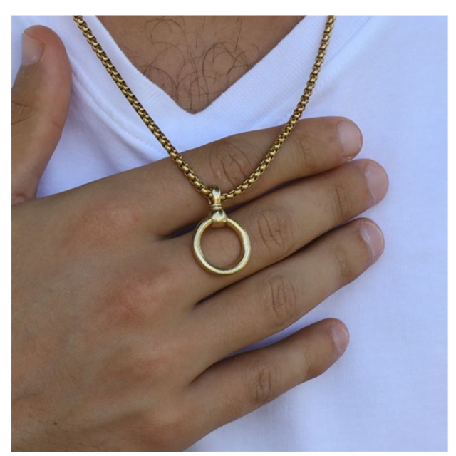 Sterling Silver with Yellow Gold Plated Circle Circle Pendant Necklace for Men-1