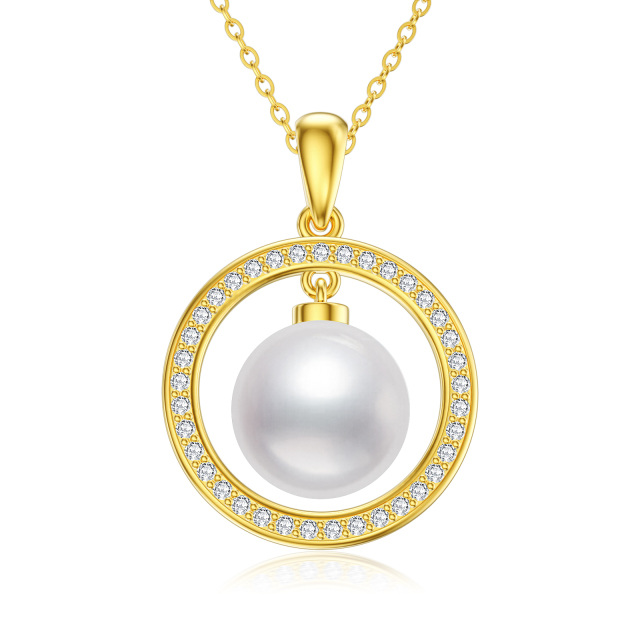 14K Gold Pearl Round/Spherical Pendant Necklace-0