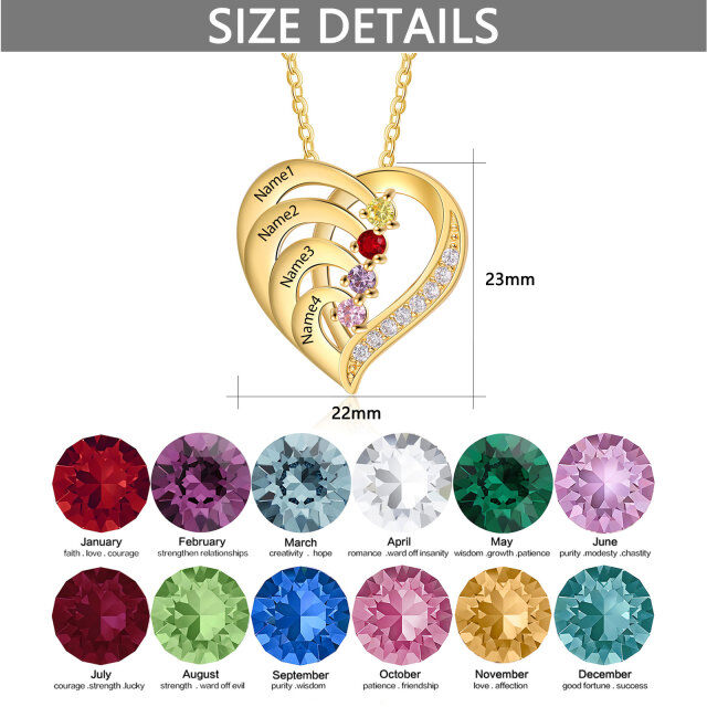 14K Gold Heart Personalized Name & Birthstone Pendant Necklace-5