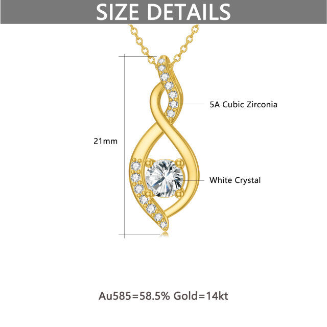 14K Gold Round Crystal Infinite Symbol Pendant Necklace-4