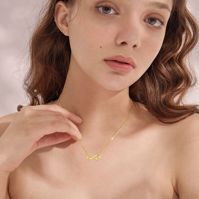 14K Gold Cubic Zirconia Infinity Symbol & Heart Pendant Necklace-1