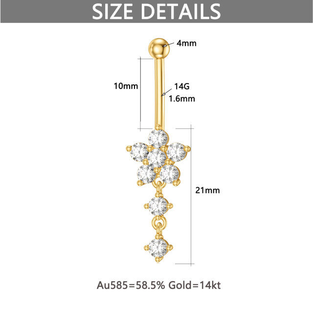 Anneaux de nombril pendants en or 14 carats pour femmes-4