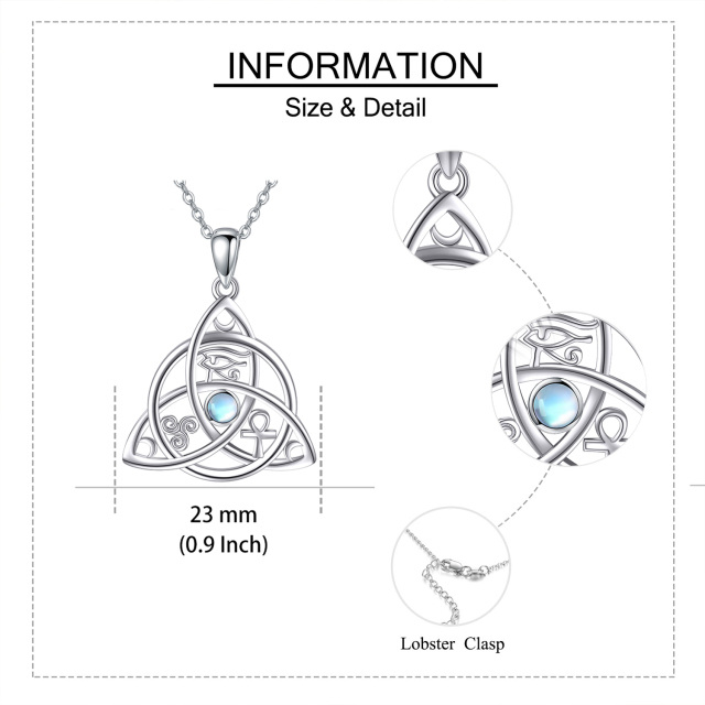 Triquetra Celtic Knot Moonstone Colar Joias de Bruxa Prata Esterlina 925 para Mulheres-4