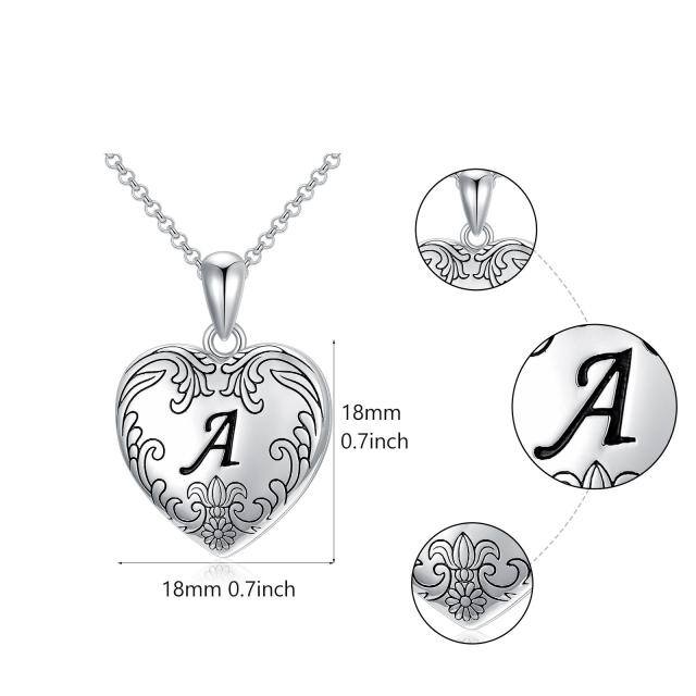Personalize White Gold Initial Locket Cameo Heart Locket Necklace That Holds Photo Locket-5