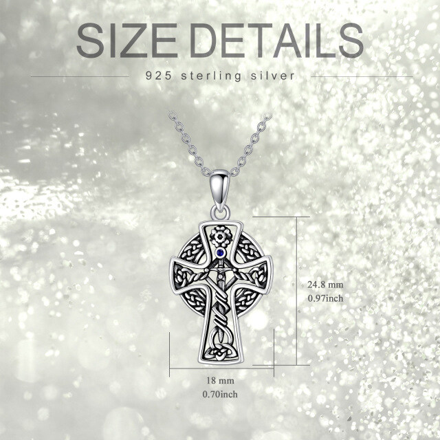 Sterling Silver Celtic Knot & Cross Pendant Necklace-4