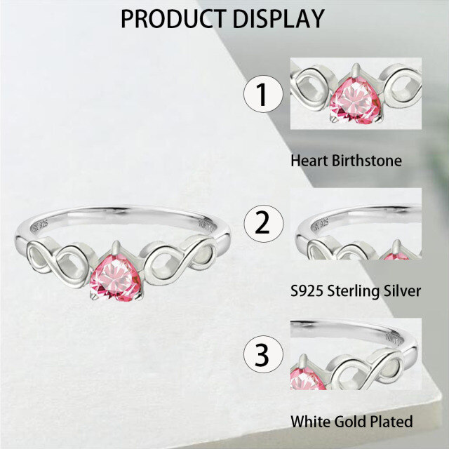 Sterling Silver Cubic Zirconia Infinity Symbol Personalized Engraving & Birthstone Ring-4