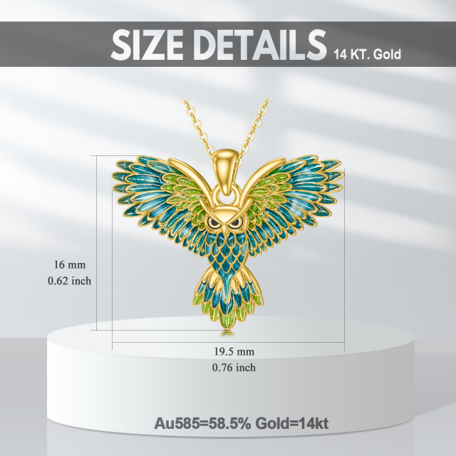 14K Gold Flying Owl Pendant Necklace-5