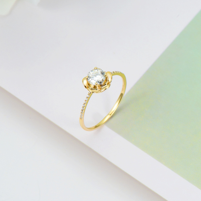 14K Gold Round Moissanite Rose Ring-3