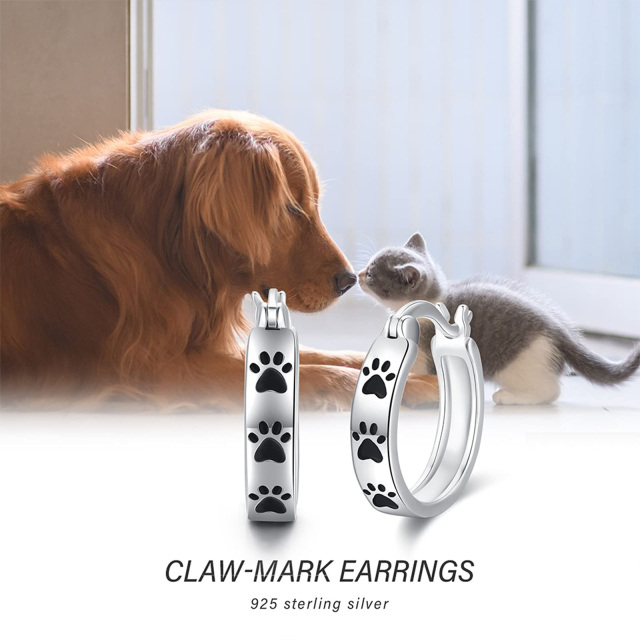 Sterling Silver Paw Hoop Earrings-7