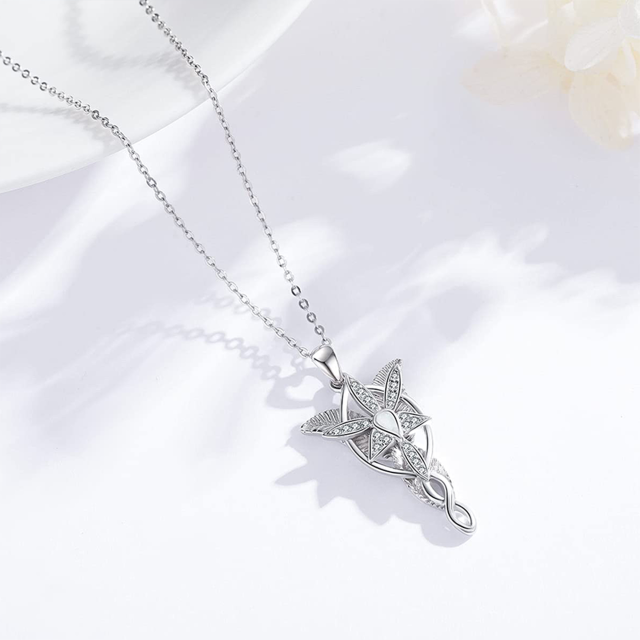 Collier pendentif Arwen Evenstar en argent sterling avec nœud celtique et croix en opale-4