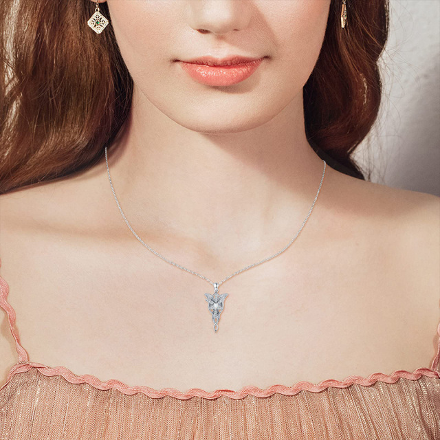 Colar com pingente de prata esterlina Opal Celtic Knot & Cross Arwen Evenstar-2