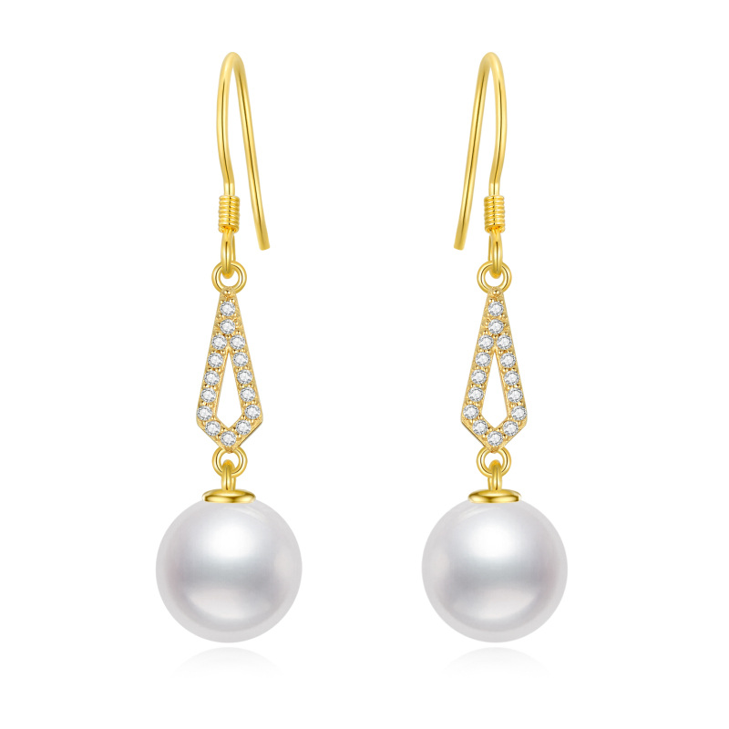 Boucles d'oreilles pendantes en or 10K avec diamants et perles