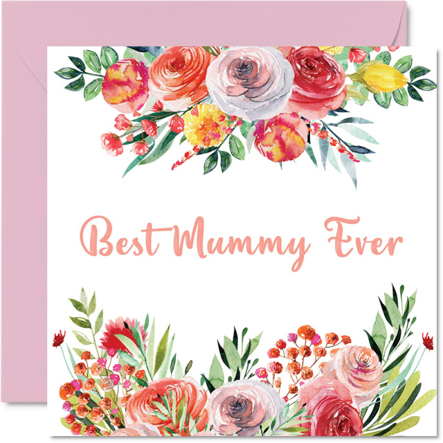 Personalized Floral Best Mummy Ever Greeting Card Thank You Mother's Day Birthday for Mom-0