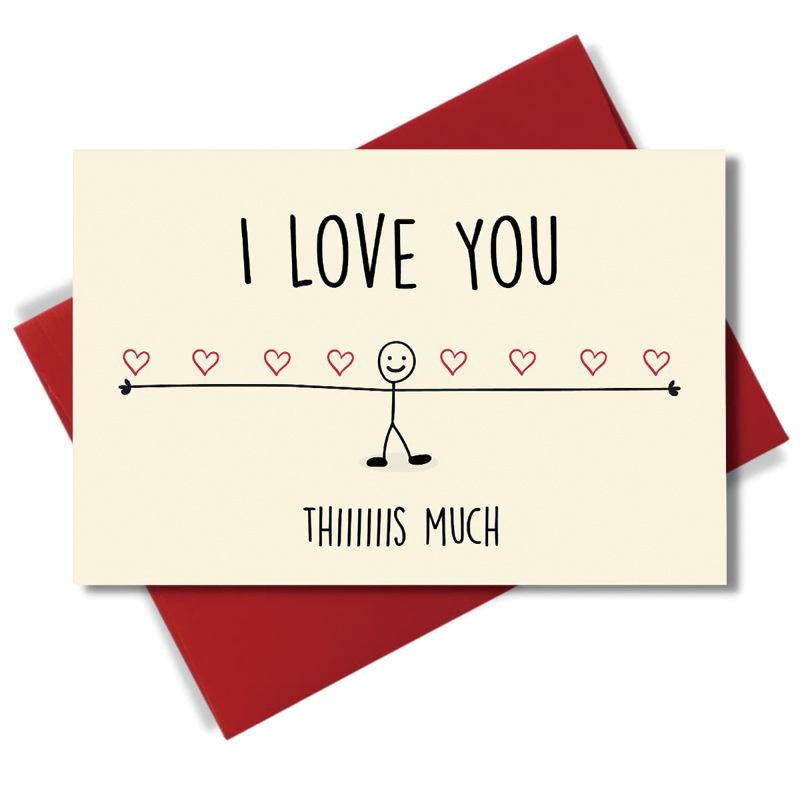 Custom I Love You This Much English Words Greeting Card I Love You Card