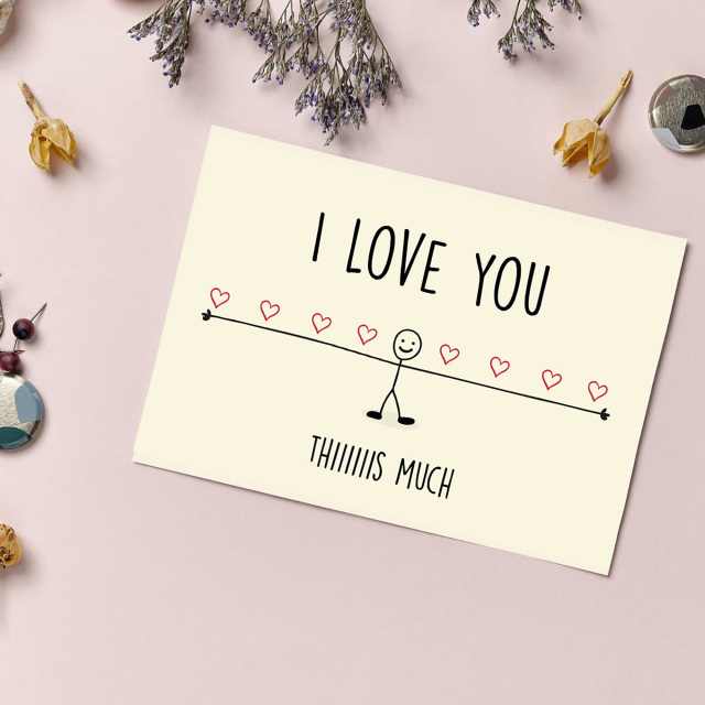 Custom I Love You This Much English Words Greeting Card I Love You Card-1