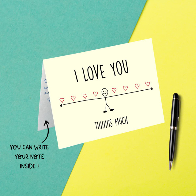 Custom I Love You This Much English Words Greeting Card I Love You Card-2