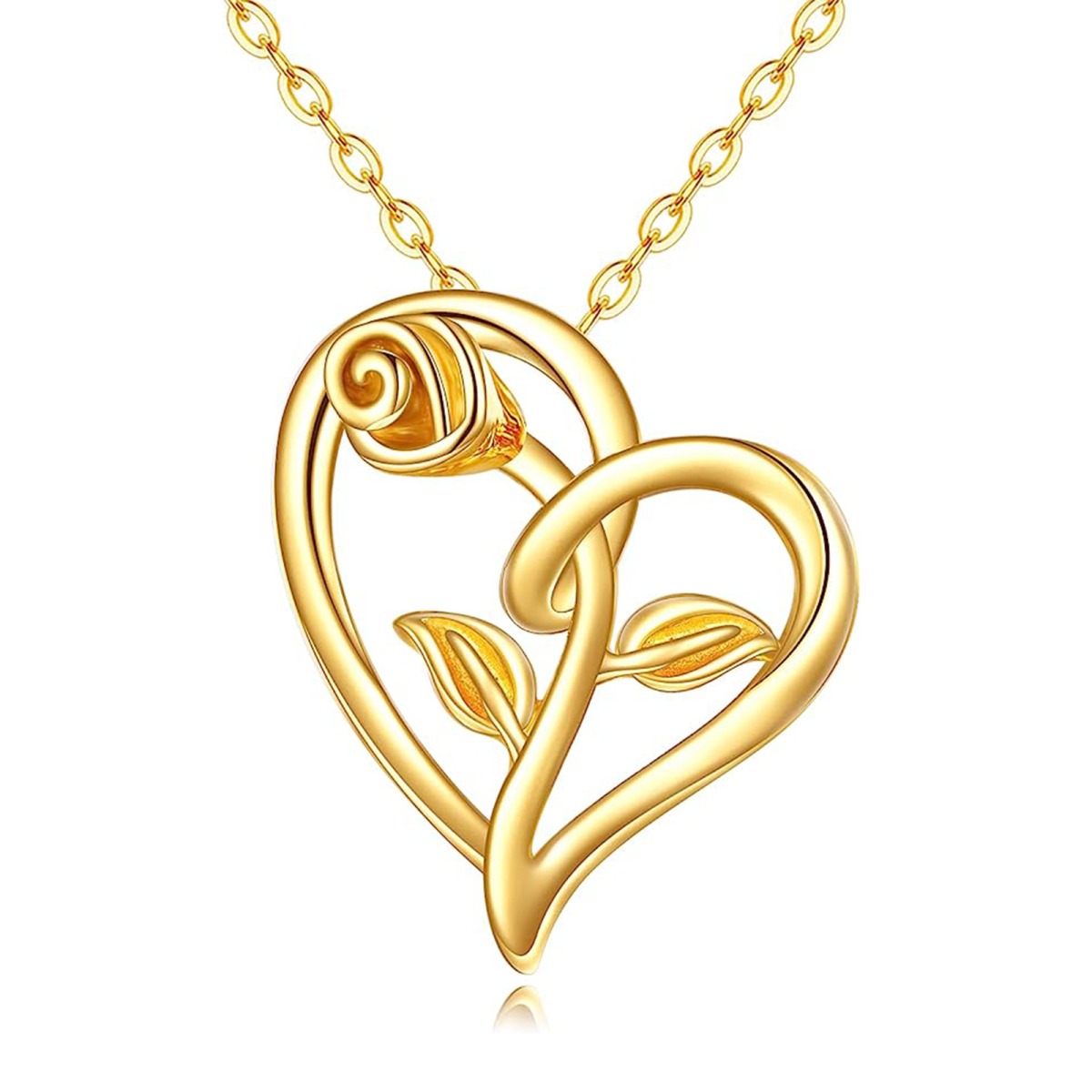 14K Gold Rose Pendant Necklace-1