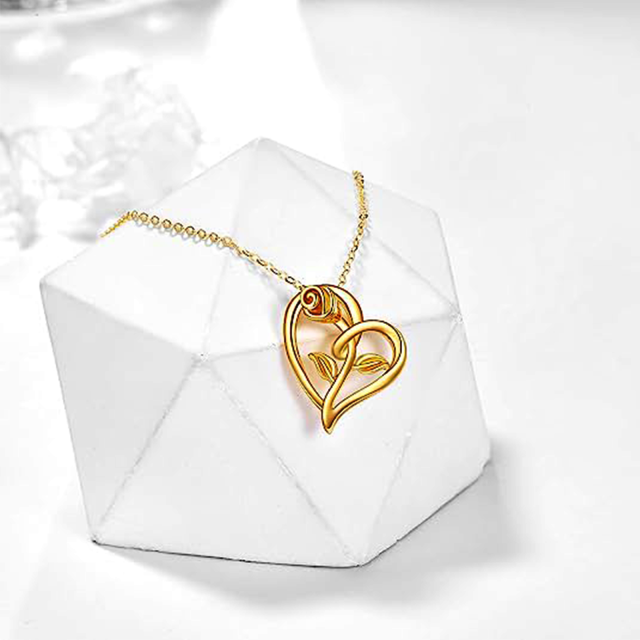 14K Gold Rose Pendant Necklace-2