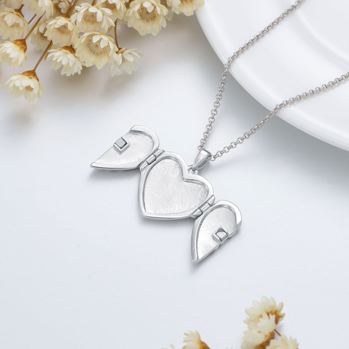 Sterling Silver Two-tone Rabbit Personalized Photo Locket Necklace-7