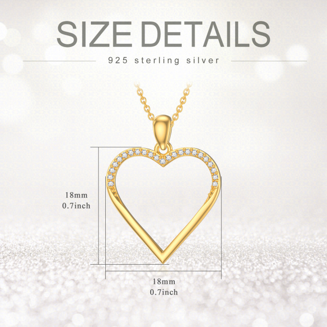 14K Gold Heart Shape Pendant Necklace With Zircon Gifts for Women Girls-4