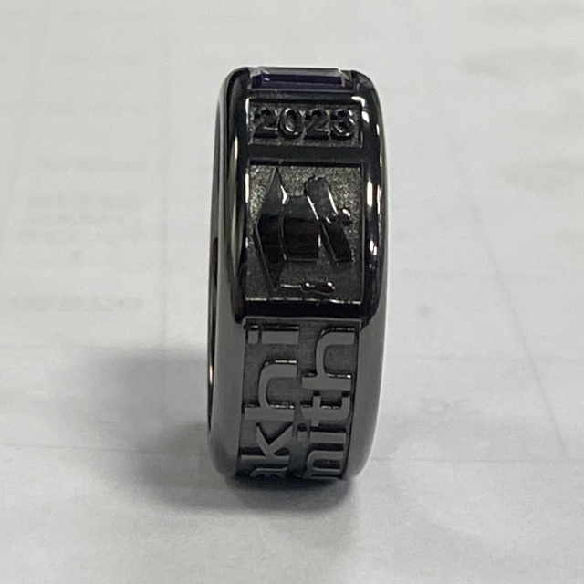 Anillo de plata de ley con circonita cuadrada de color rodio negro con piedra natal personalizada con grabado personalizado para hombres-6