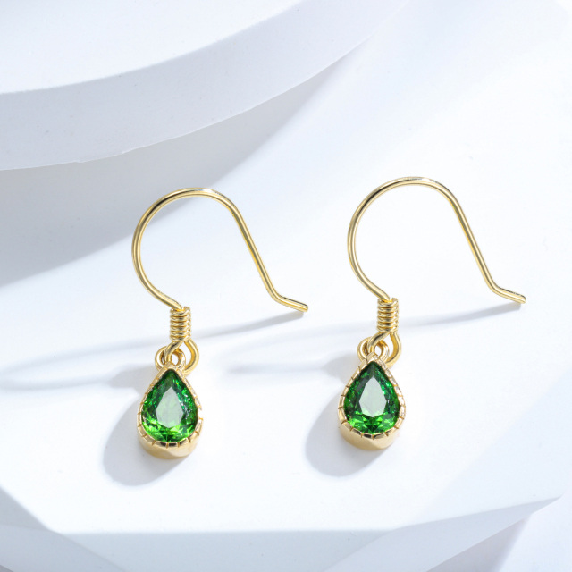 14K Gold Zircon May Birthstone Drop Shape Drop Earrings Jewelry Birthday Gift For Women-2