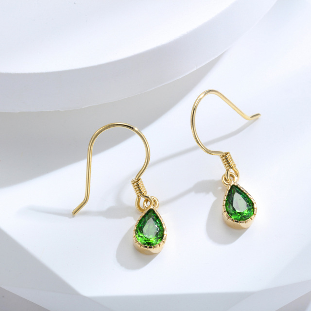 14K Gold Zircon May Birthstone Drop Shape Drop Earrings Jewelry Birthday Gift For Women-3