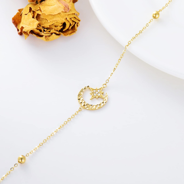 Bracelet de cheville monocouche diamant lune en or 14 carats-3