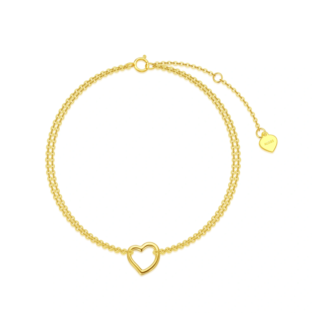 Bracelet de cheville multicouche cœur en or 14 carats-0