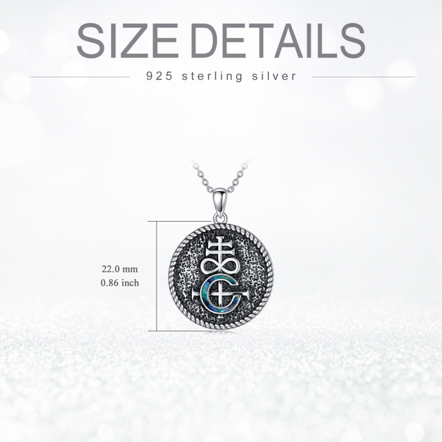 Sterling Silver Abalone Shellfish Cross Pendant Necklace for Men-5
