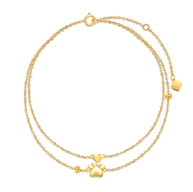 14K Gold Paw Multi-layered Anklet-0