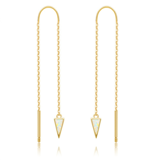Boucles d'oreilles pendantes triangulaires en or 14 carats avec opale