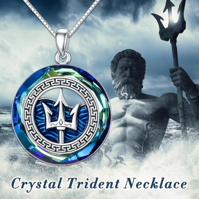 Collier en argent sterling avec pendentif Trident en cristal de forme circulaire-6