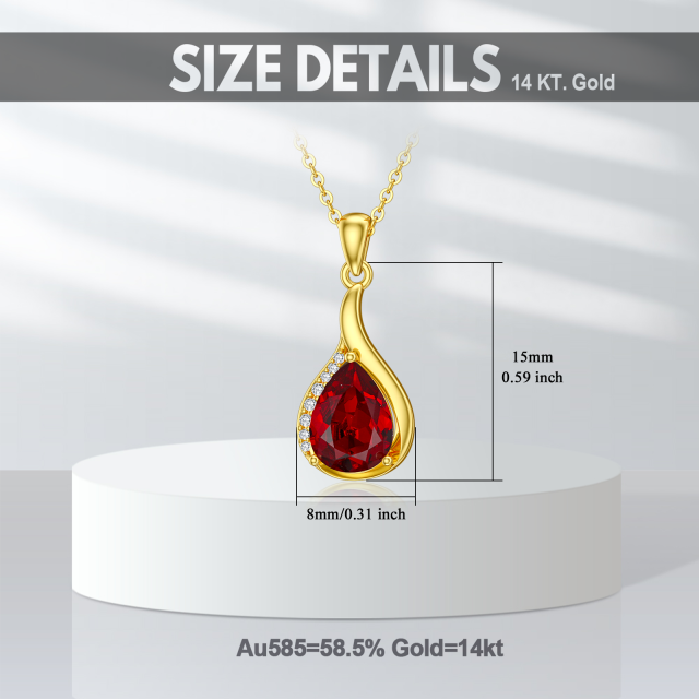 14K Gold Crystal & Lab Created Diamond Drop Shape Pendant Necklace-4