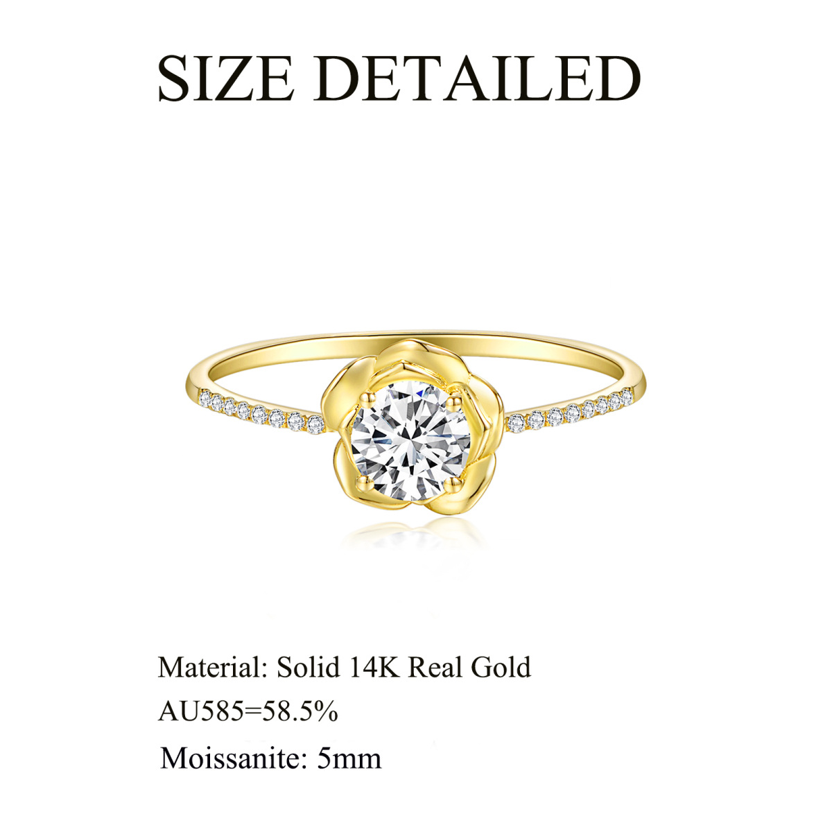 14K Gold Rund Moissanit Rose Ring-5