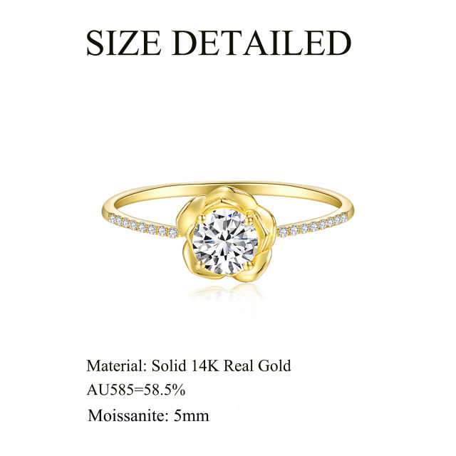 Anel rosa Moissanite redondo em ouro 14K-4