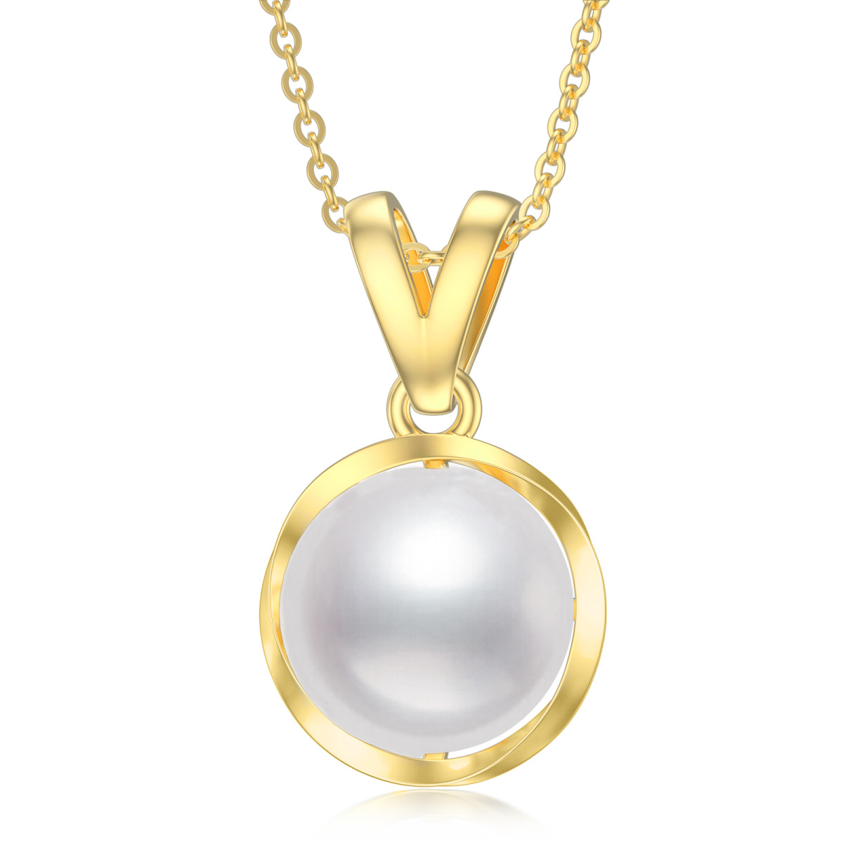 14K Gold Pearl Pendant Necklace-1