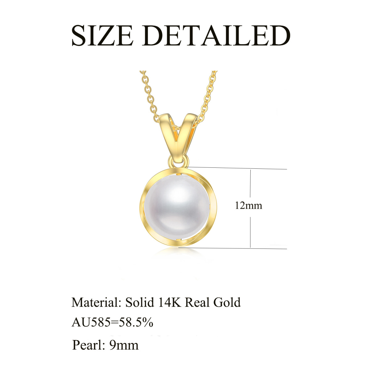 14K Gold Pearl Pendant Necklace-5