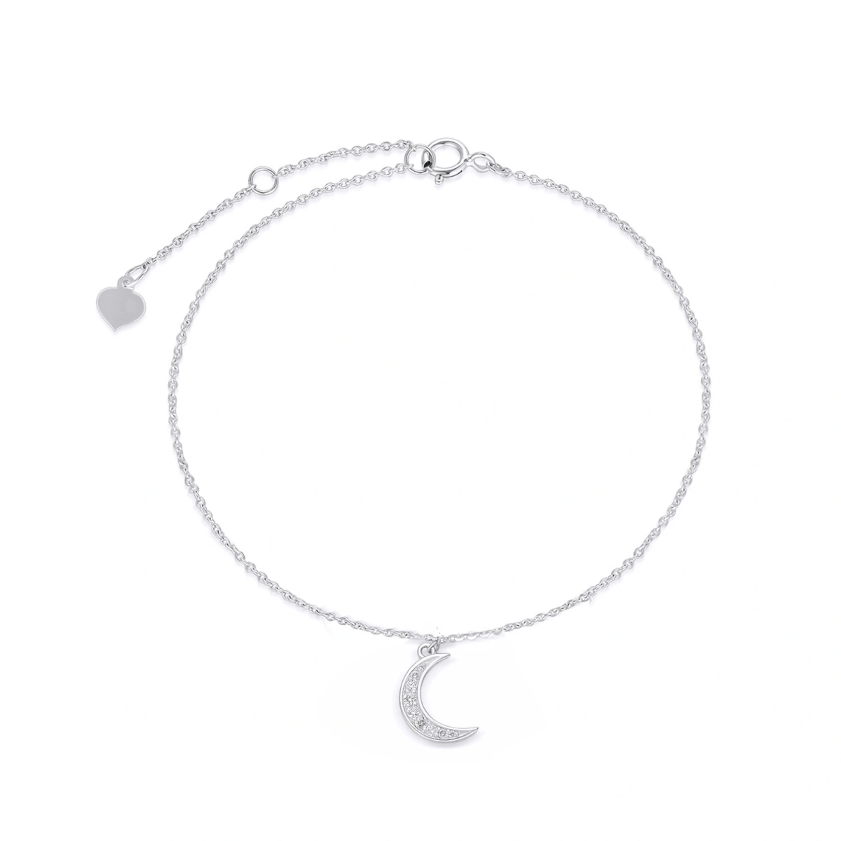 Bracelet de cheville monocouche lune et diamants en or 10 carats-1