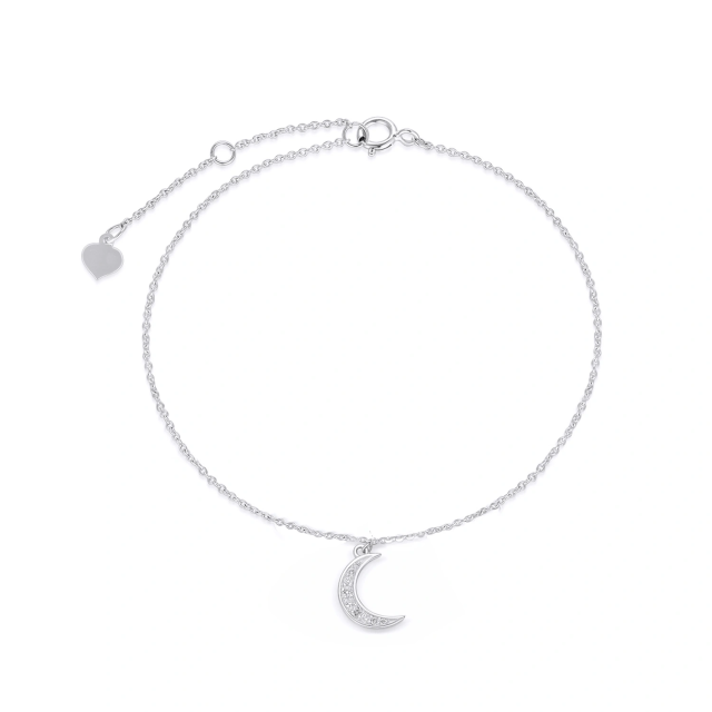 Bracelet de cheville monocouche lune et diamants en or 10 carats-0