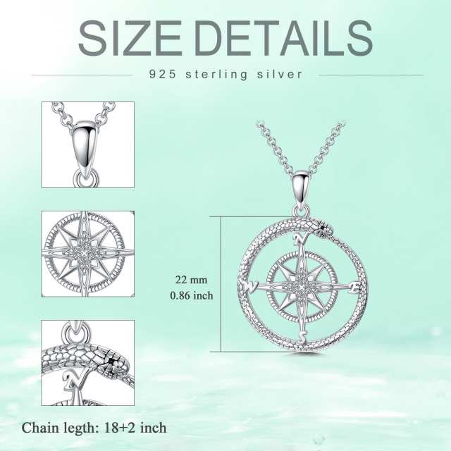 Sterling Silber Schlange Kreis Anhänger Halskette-4
