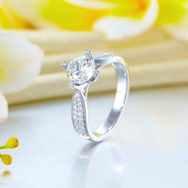 Bague de mariage en moissanite de forme circulaire en or blanc 10 carats-3