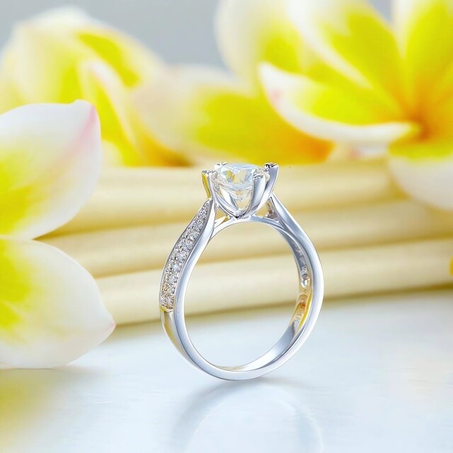 Bague de mariage en moissanite de forme circulaire en or blanc 10 carats-4