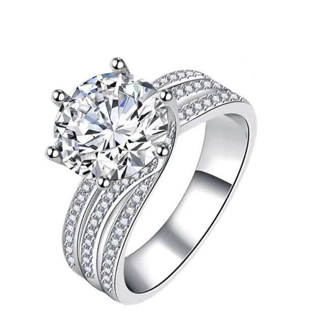 Bague de mariage en moissanite de forme circulaire en or blanc 10 carats-1