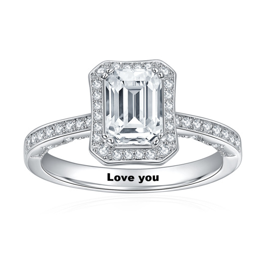 10K White Gold Circular Shaped & Princess-square Shaped Moissanite Wedding Ring
