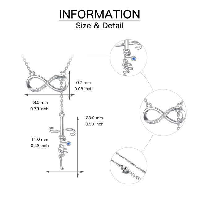 Collar de plata de ley con colgante en forma de cruz con circonita redonda y palabra graba-4