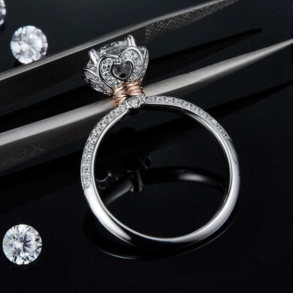 10K White Gold Moissanite Couple Engagement Ring-3