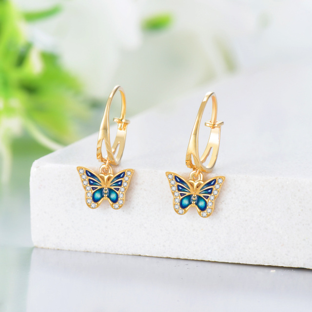 Brincos de borboleta Moissanite em ouro 14K-4