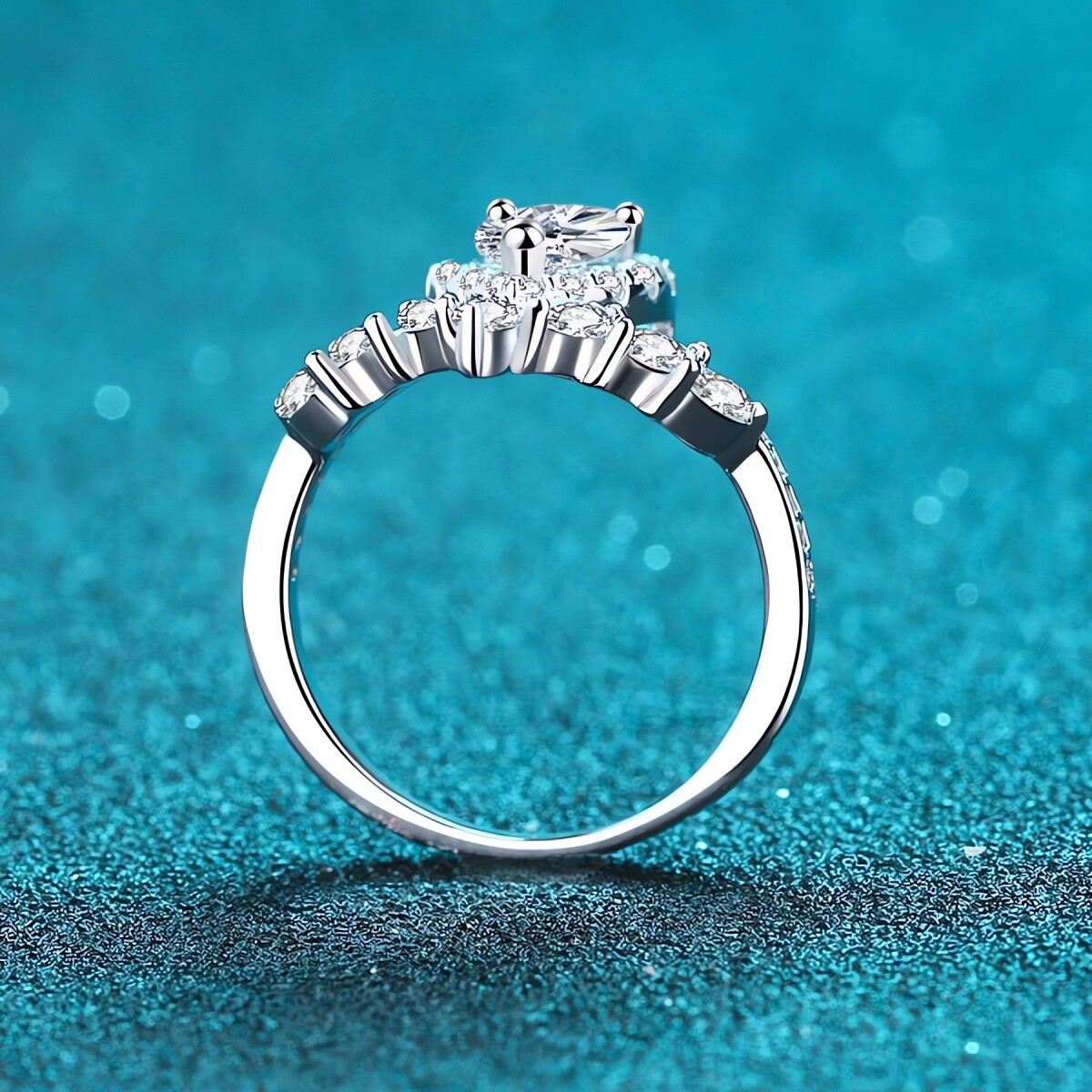 10K White Gold Pear Shaped Moissanite Drop Shape Engagement Ring-4